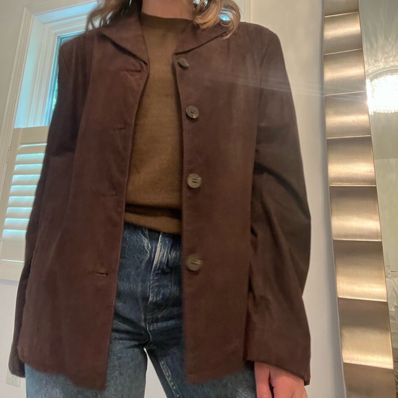 Vintage Jackets & Blazers - Vintage 90s Brown Leather Jacket Size L